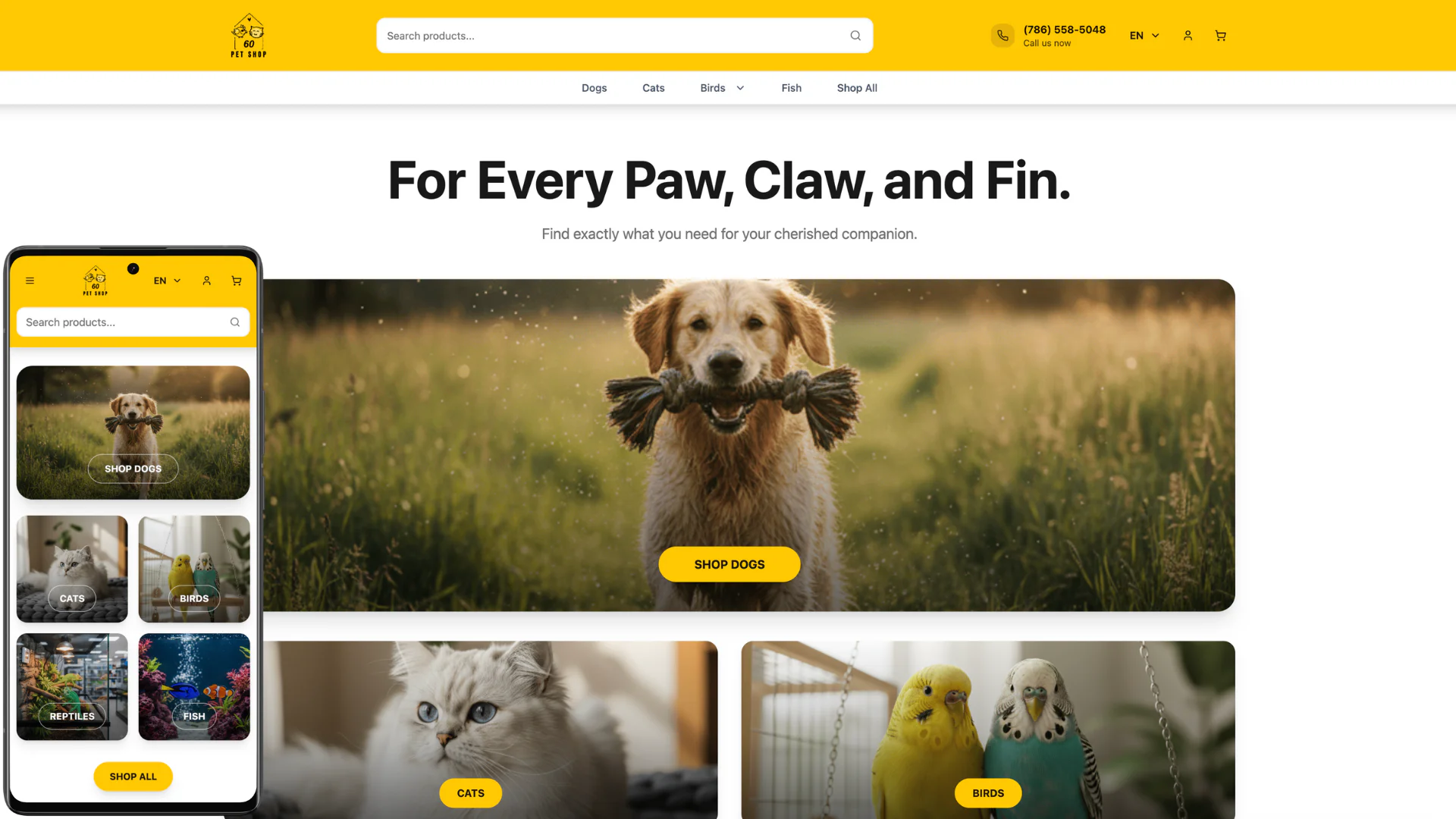 60 Pet Shop Miami – Modern E-commerce Platform